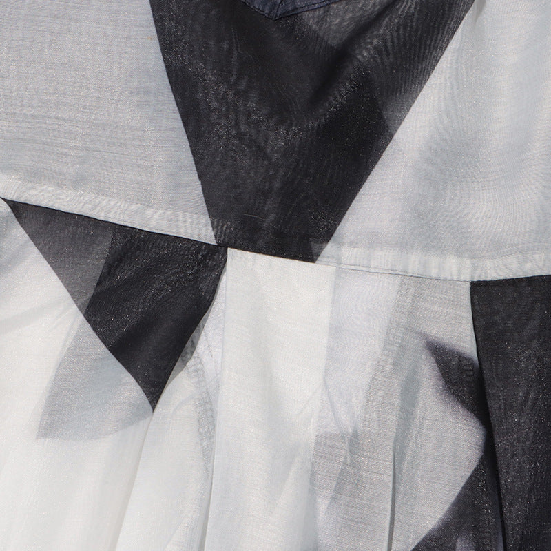 Women Vintage Paint Print Belt V-neck Long Sleeve Dress 35