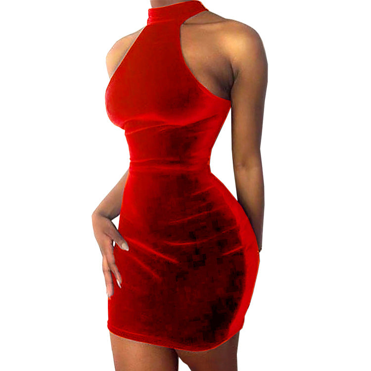 Women gold velvet sexy Bodycon Dress