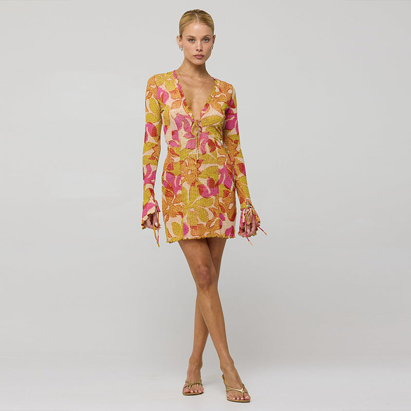 Women Casual Printed Long Sleeve Dress