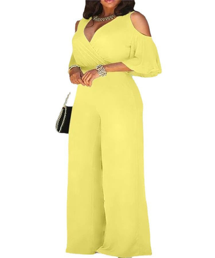 Women Cut Out Short Sleeve Wide Leg Jumpsuit with Belt 14
