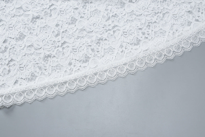 Women's Summer Fashion Sexy Lace Hollow Slim Strapless Dress 15