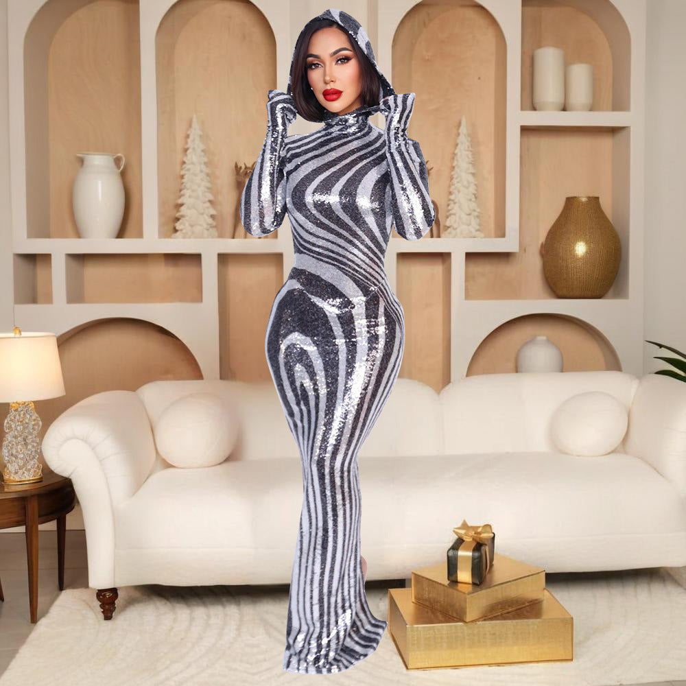 Women Sexy Hooded Slit Dress 6