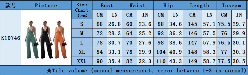 Women's Sexy Deep V Low Back Sleeveless Jumpsuit 14