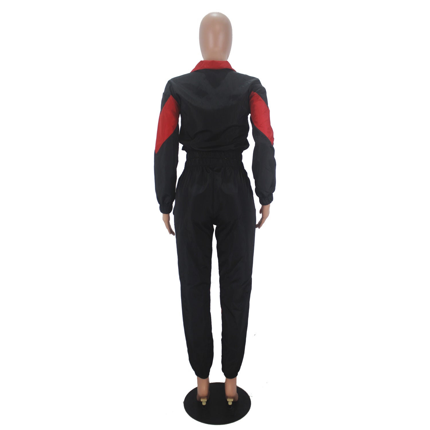 Women's Color Block Long Sleeve Trench Coat Pants without Pocket Set 8