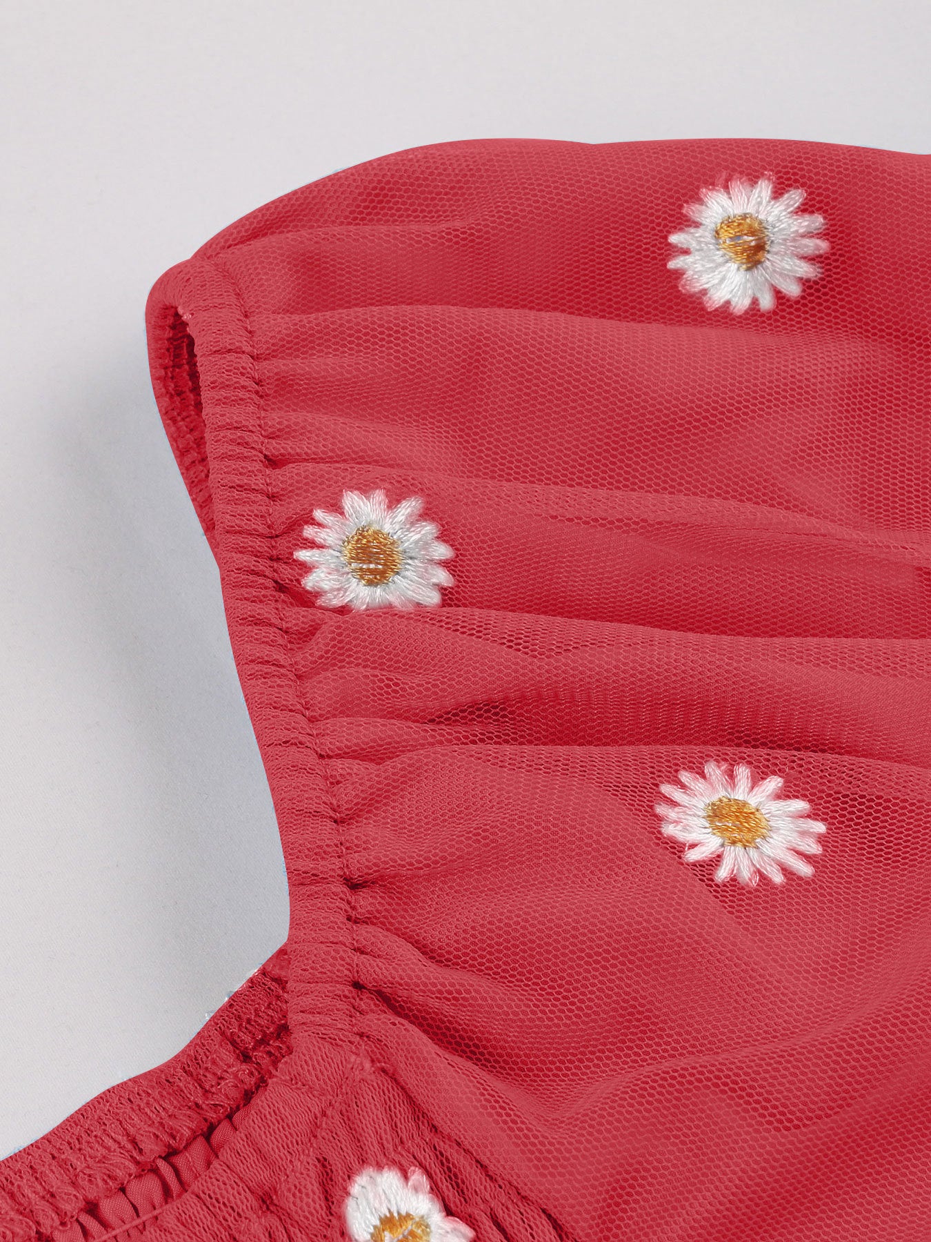 Women Casual Embroidered Square Neck Sunflower French Dress 16