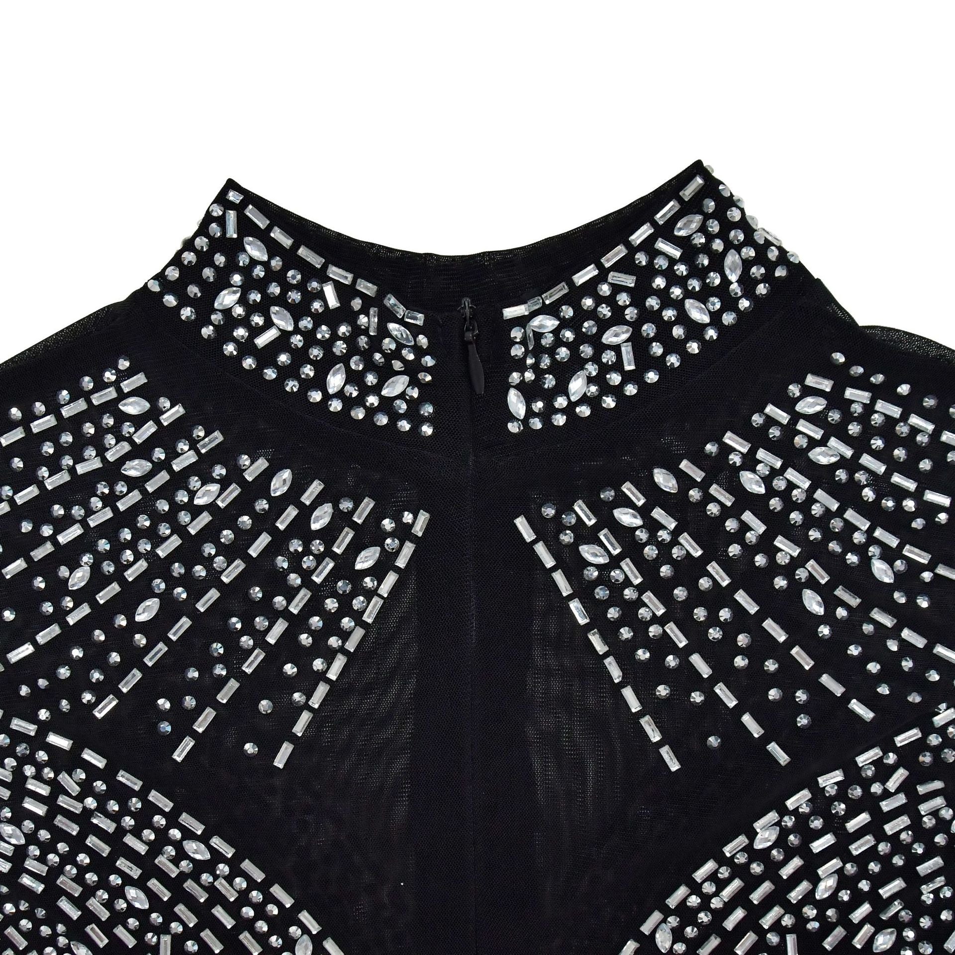 Fashion Women's Solid Color Beaded Mesh Sleeveless Jumpsuit 24