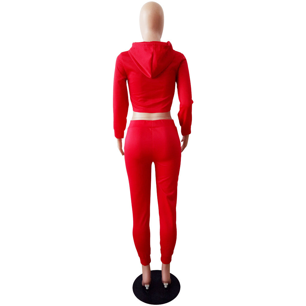 Women's Autumn & Winter Letter Printed Slim-Fitting Casual Two-Piece Pants Set 17