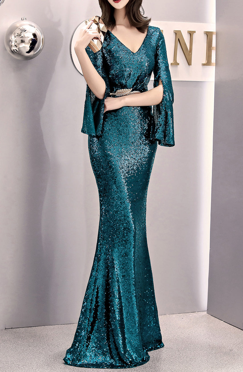 Women Formal Party Elegant Sexy Sequin Fishtail Evening Dress
