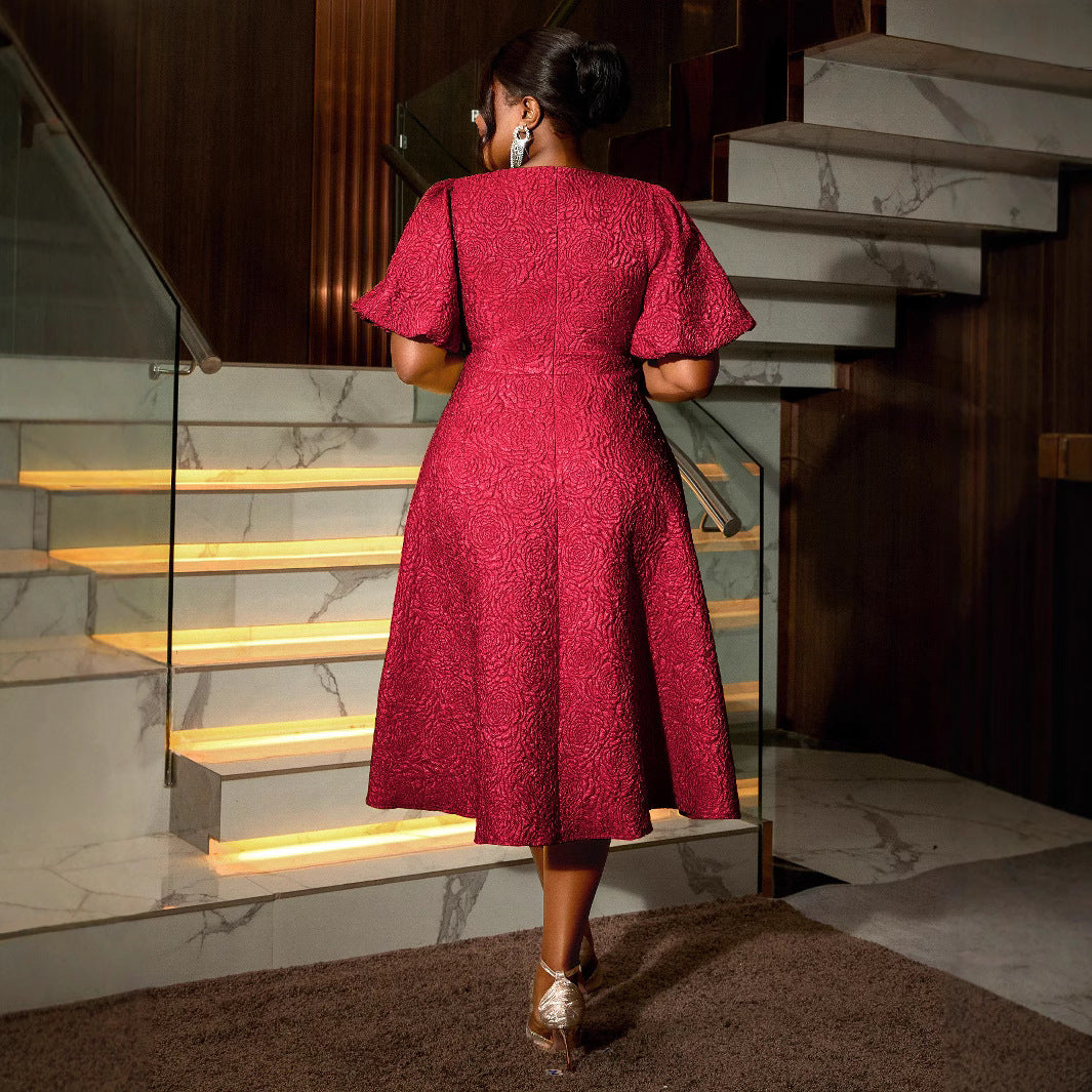 Jacquard Plus Size Fashion Formal Party A-Line Dress 4