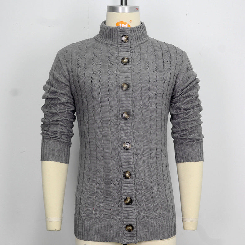 Men's Casual Stand Collar Knitting Solid sweater 7