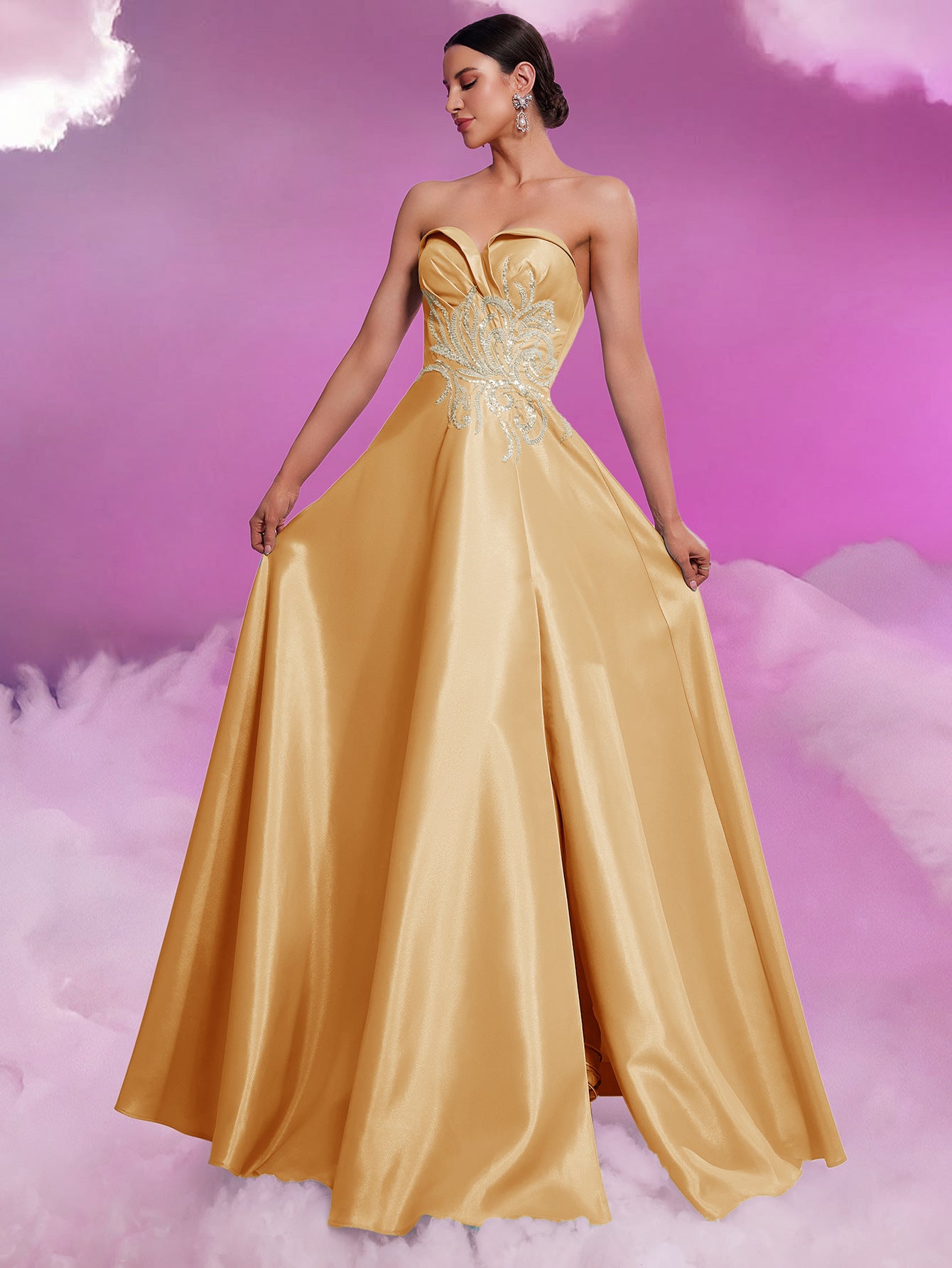 Women's Elegant Sexy Strapless Formal Bridesmaid Cocktail Evening Dress 4