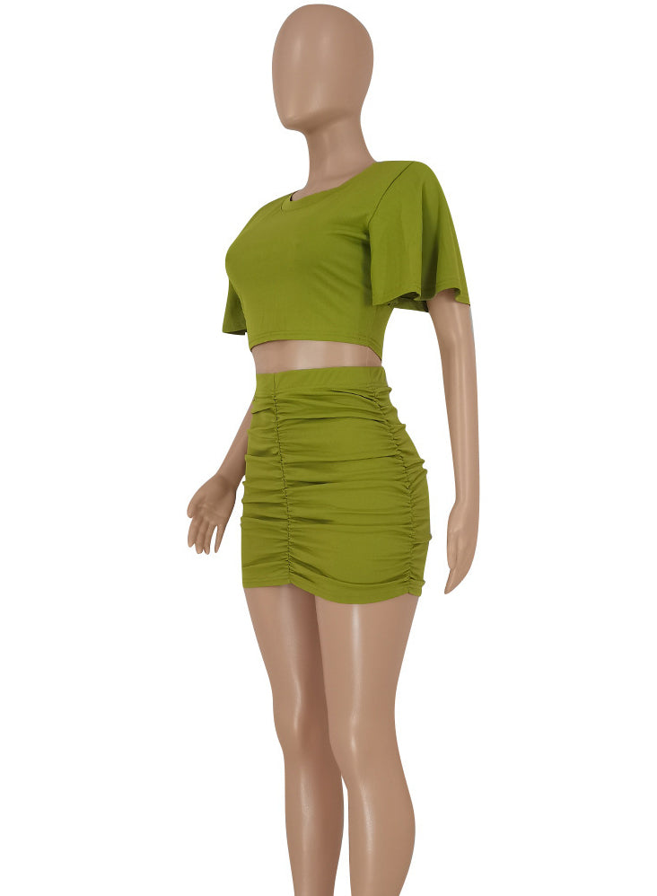 Women Sexy Crop Top and Bodycon Skirt Two-Piece Set 14