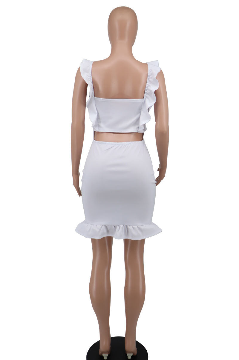 Women Summer Straps Ruffles Bodycon Dress 10