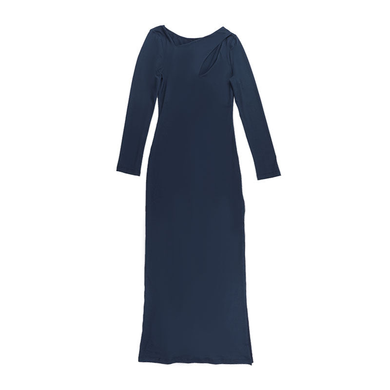 Autumn Winter Sexy Hollow-Out Design Slit Chic Long Dress 11