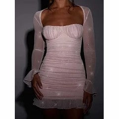 Women's Sexy See Through Black Sparkling Mini Dress 8