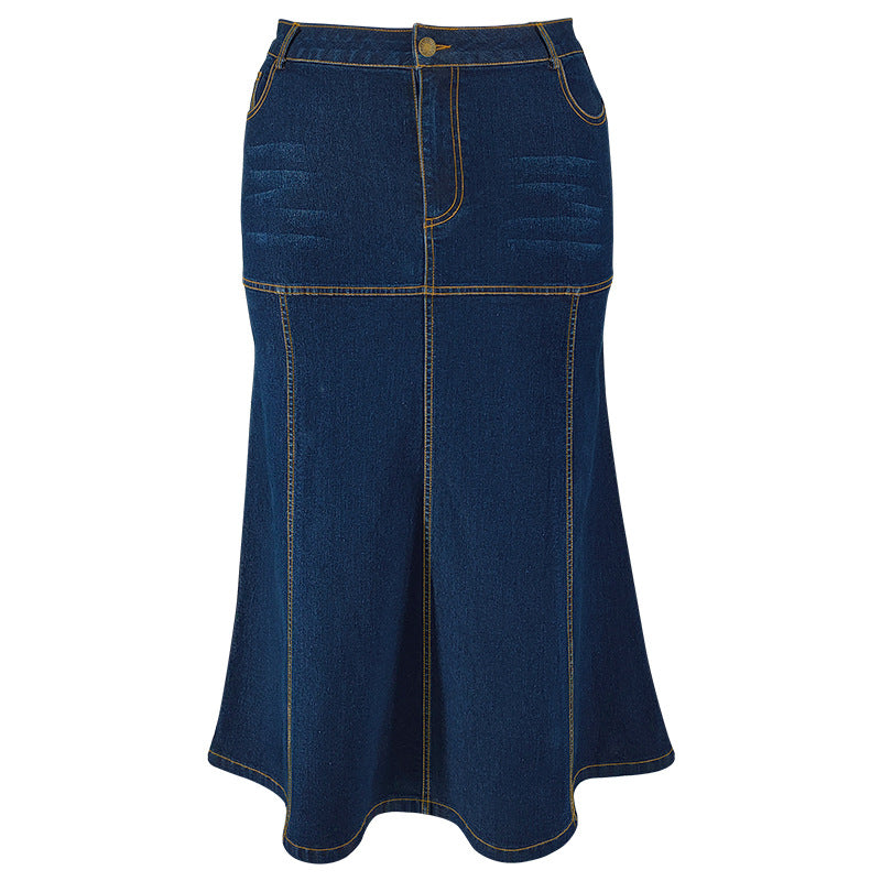 Plus Size Women's Denim Casual Long Skirt 8