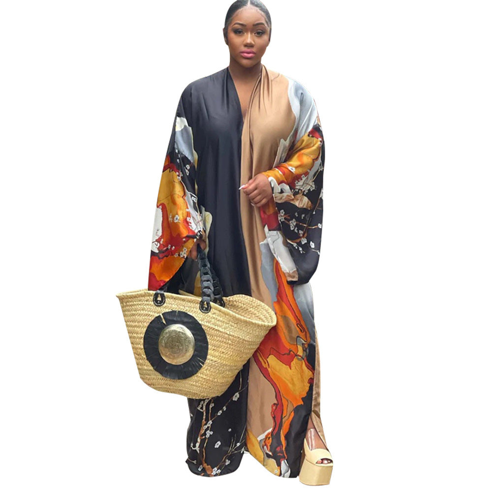 Women Printed Loose Casual Kimono Long Sleeve Robe 22