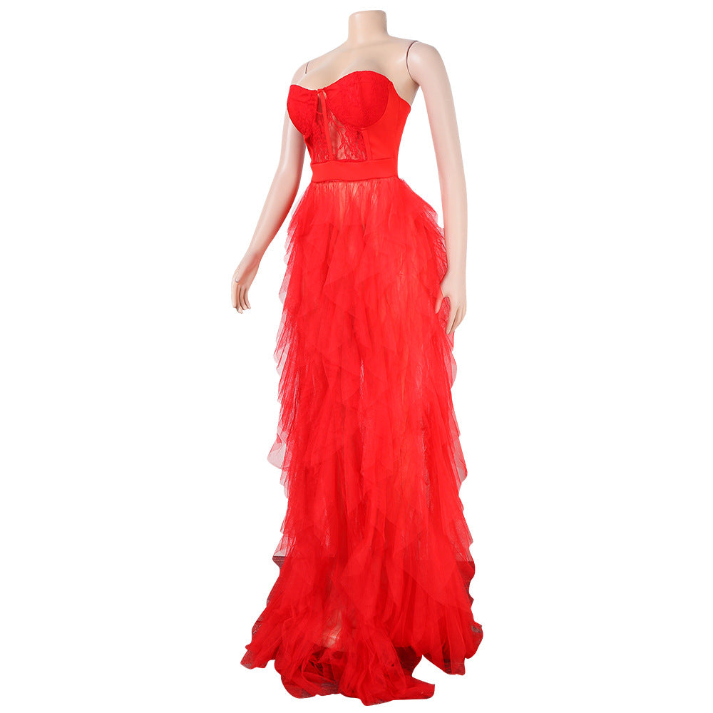 Women Sexy See-Through Mesh Lace Dress 11