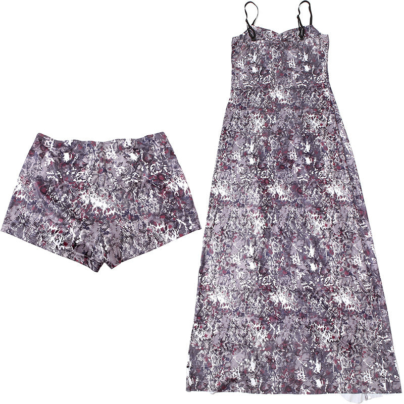 Women summer trendy print sleeveless top and shorts two piece set 9