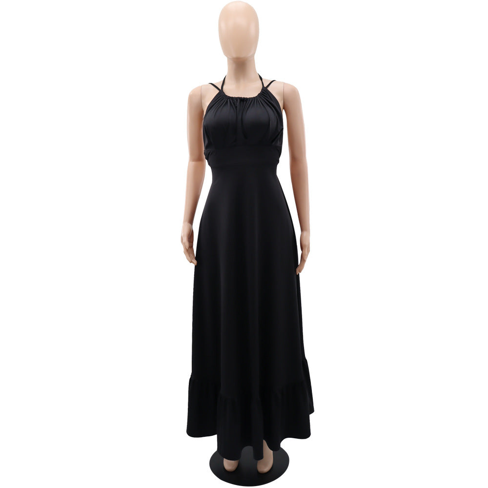 Women Sexy Backless Strappy Elegant Ruffle Dress 16