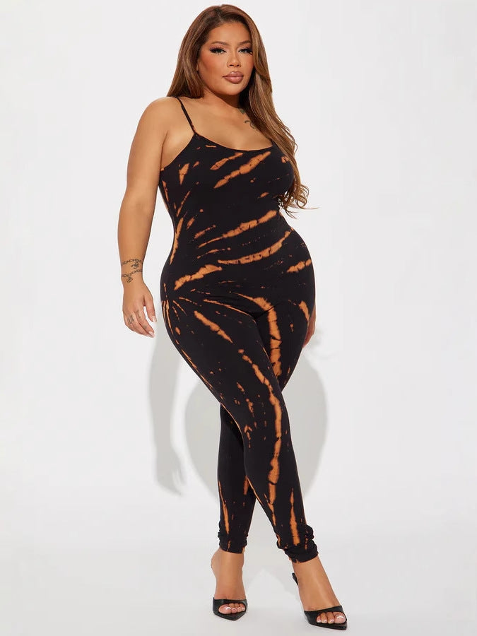 Women spring Summer sexy sling print Jumpsuit 4