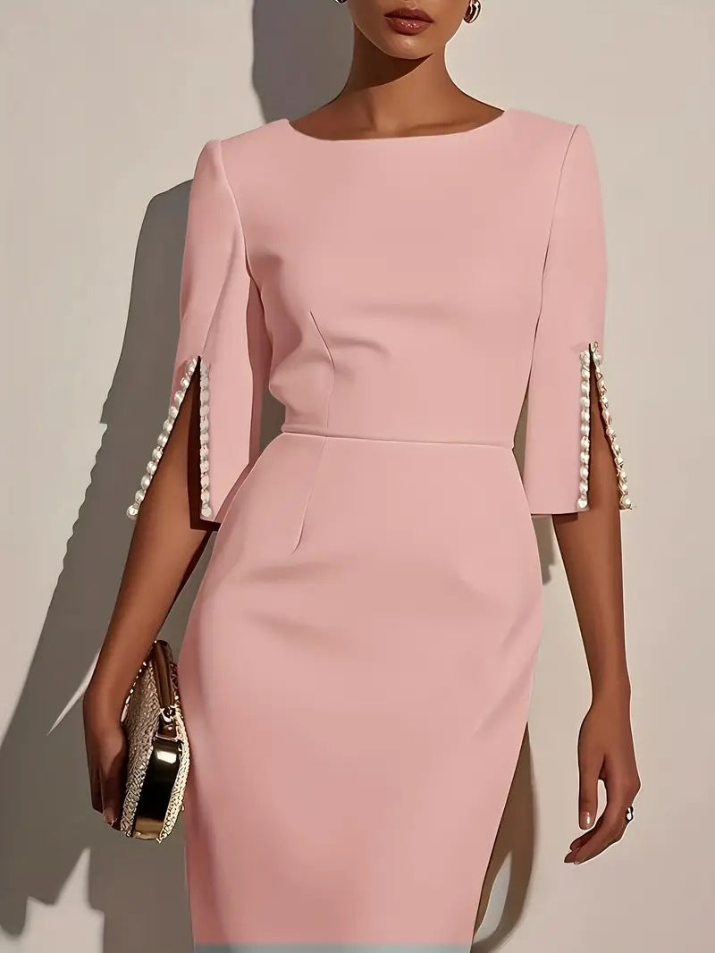 Women's Spring/Summer Elegant Beaded Slimming Career Dress 4