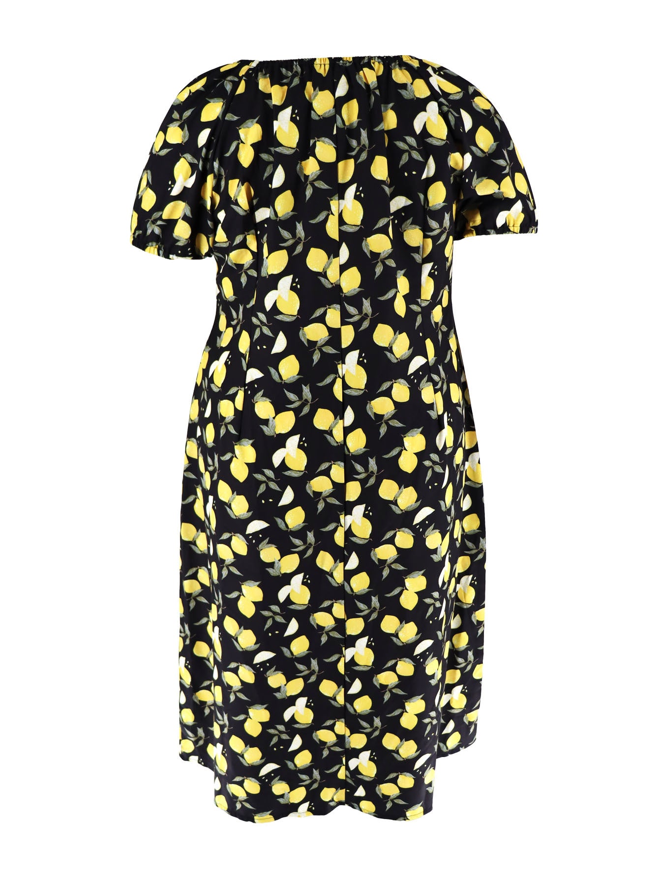 Plus Size Women's Summer Lemon Print High Waist Casual Midi Dress 7
