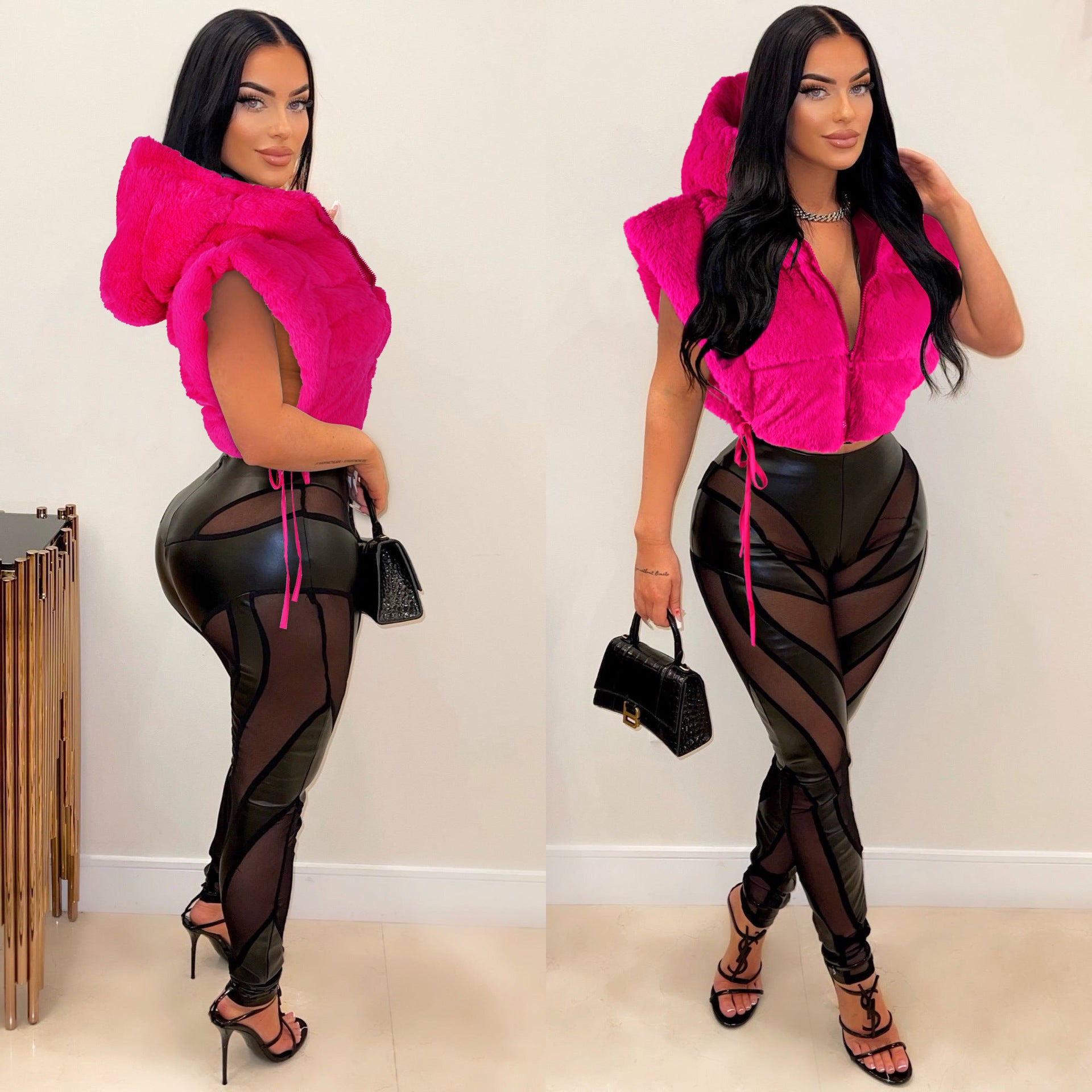 Women winter hooded warm vest jacket 3