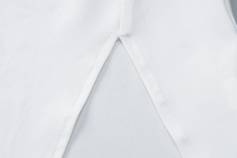 Women Summer Short Sleeve High Neck Sexy Backless Slit Lace Up Mini Dress 14