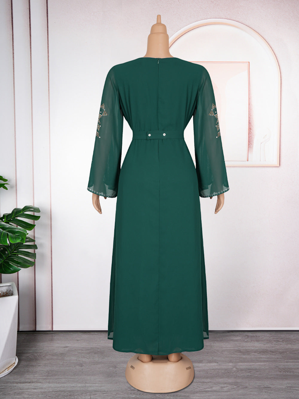 Plus Size Women elegant Beaded Muslim dress 12