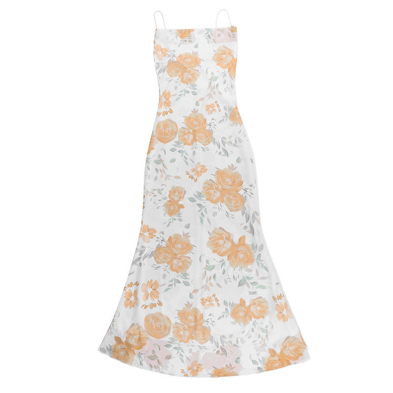 Spring Summer Mesh Printed Strap Slim Dress 10