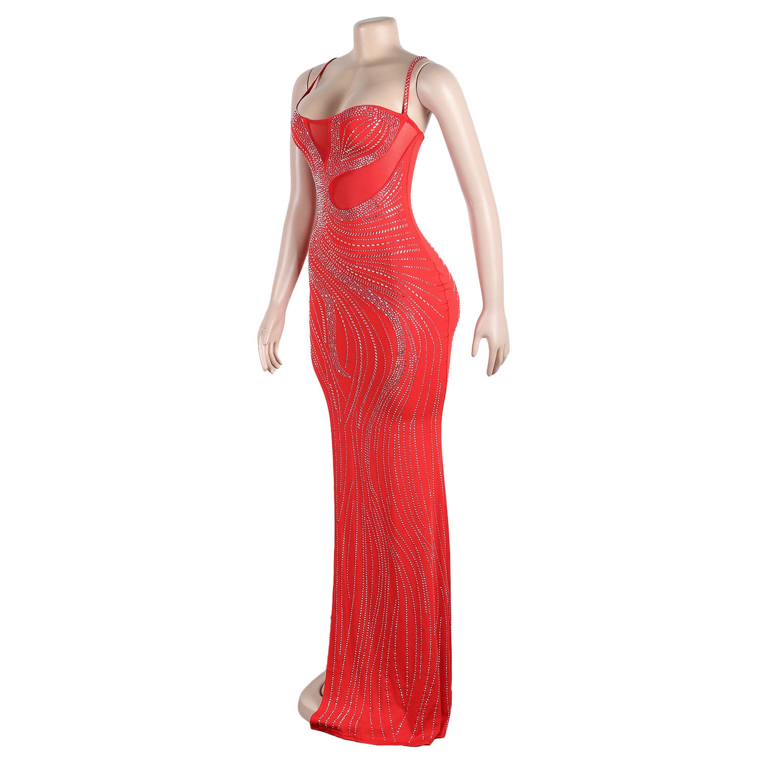 Sexy Rhinestone beaded slit Straps Party Dress 10