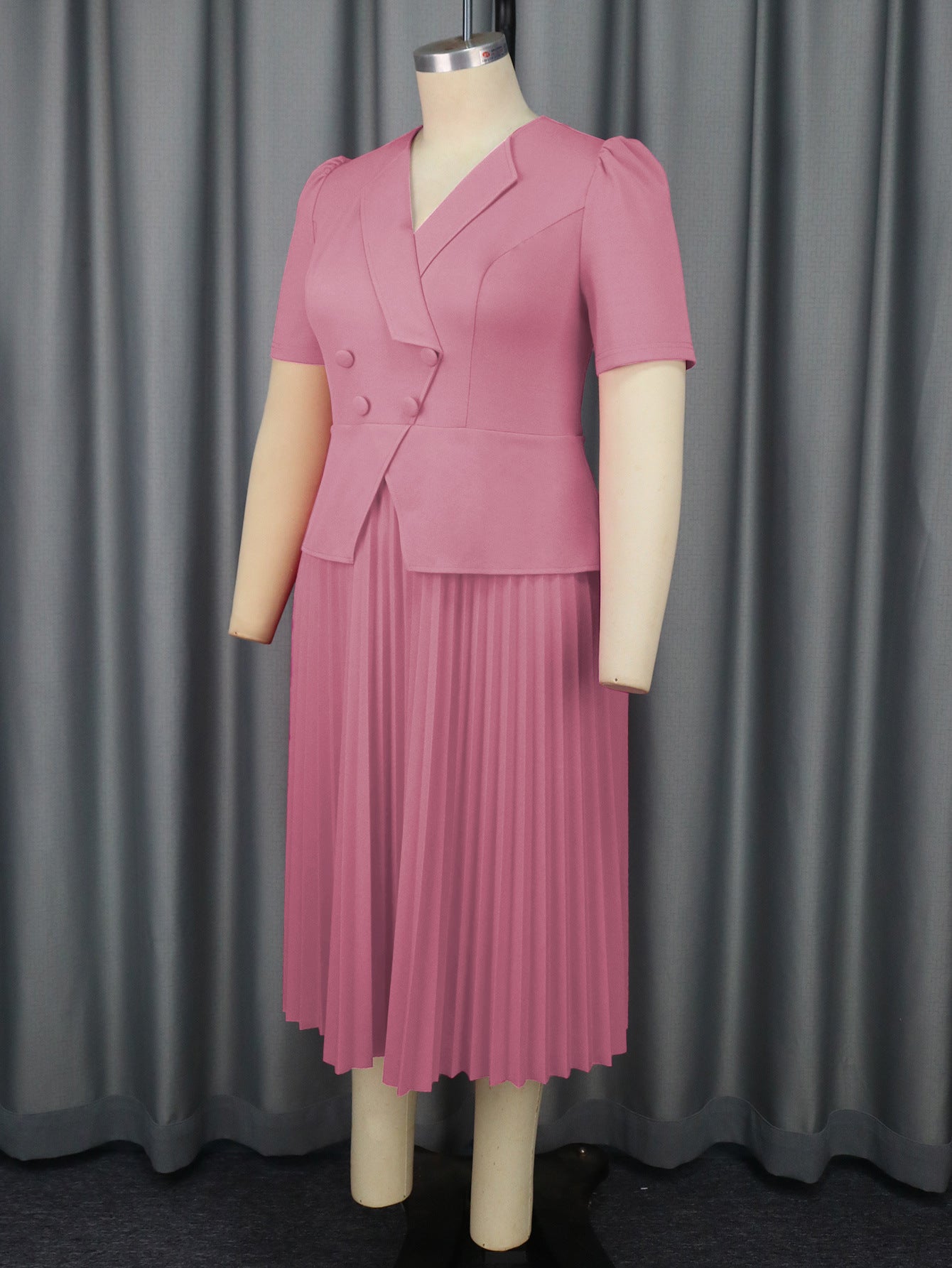 Women Turndown Collar Elegant party pleated dress 10