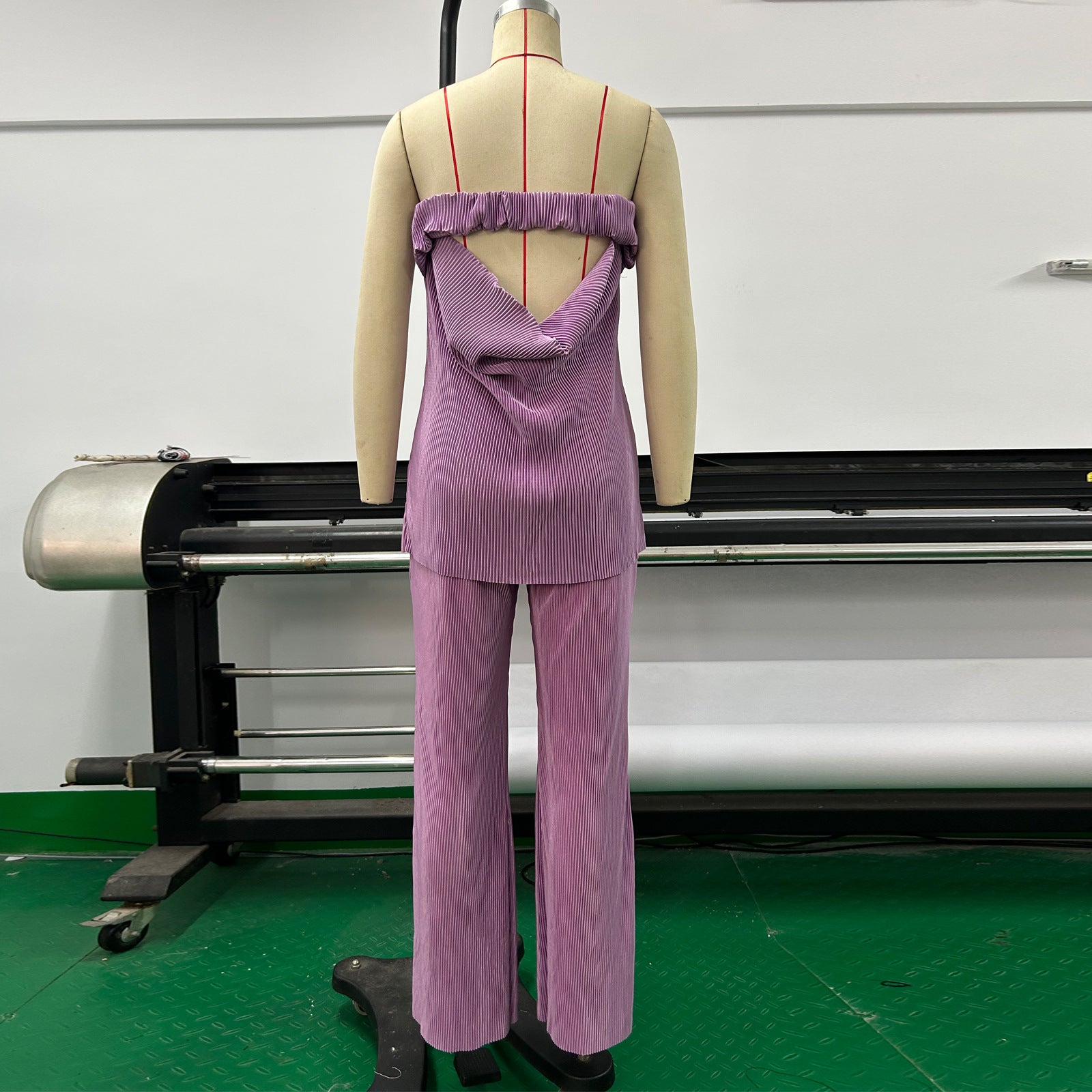 Women Sexy Strapless Top and Casual Pants Two-piece Set 8