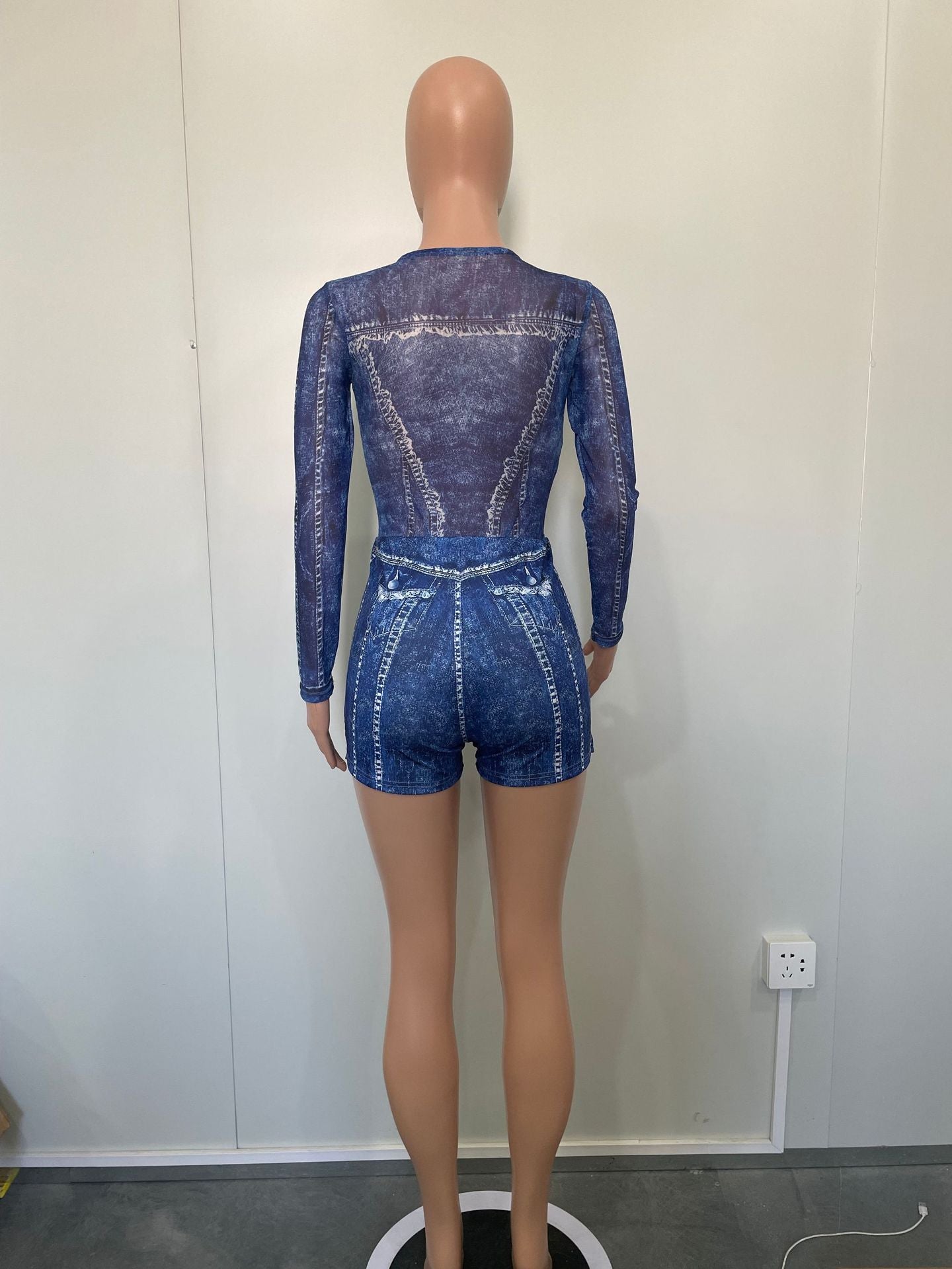 Women Mesh Bodysuit and Print Skirt two-piece set 16