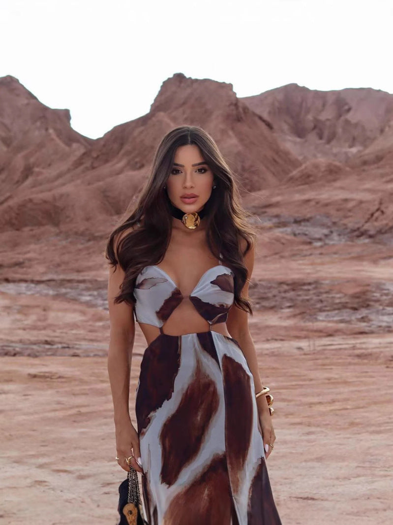 Women's Spring & Summer Fashion Tie-Dye Sexy Frontless Strap Sleeveless Maxi Dress For Holidays 6