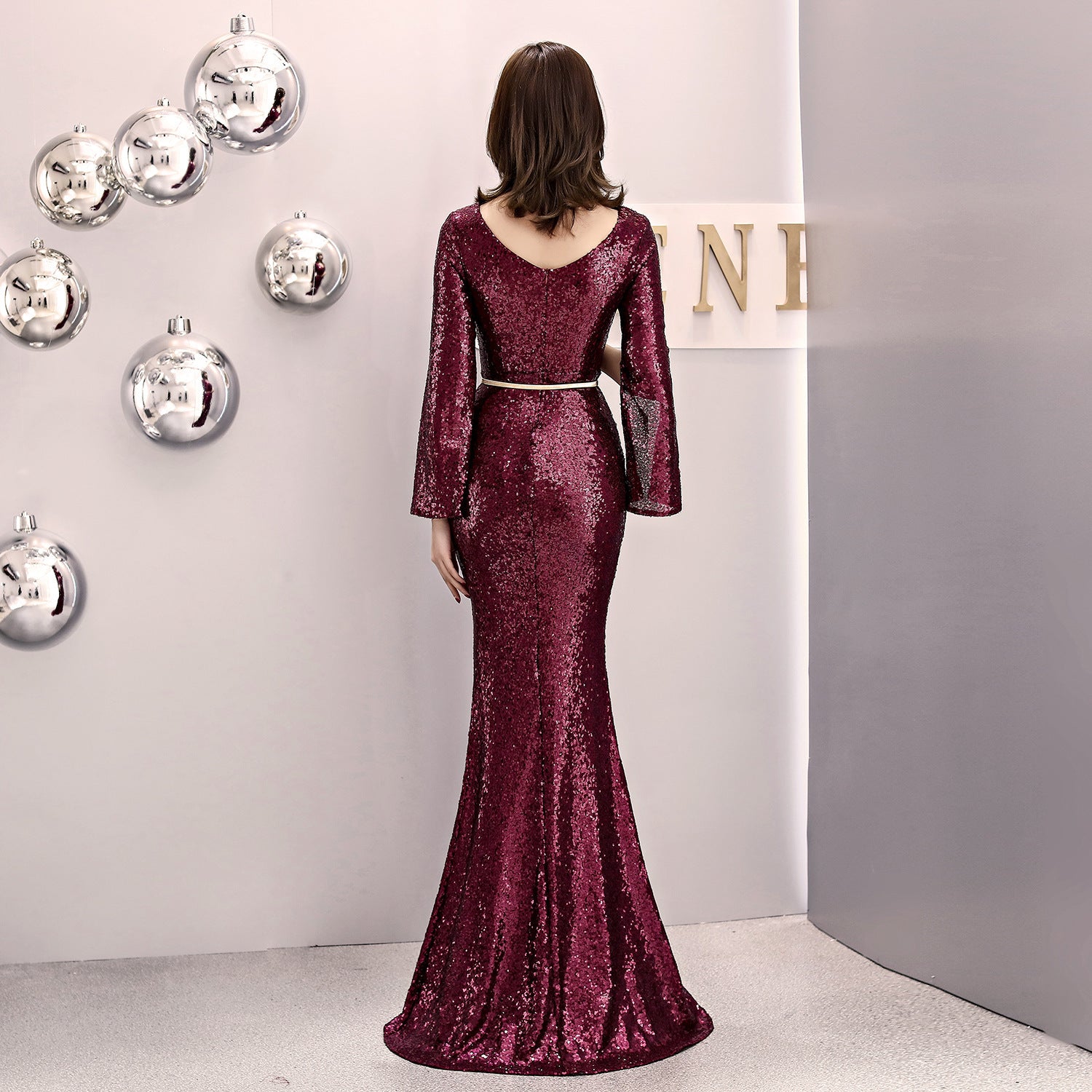 Women Formal Party Elegant Sexy Sequin Fishtail Evening Dress 11