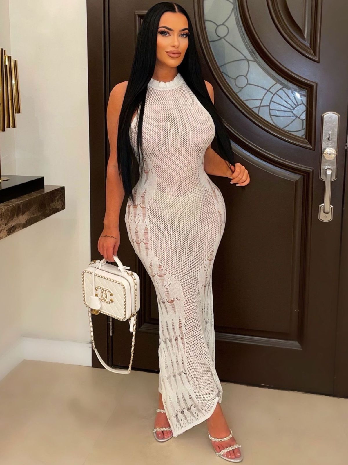 Women Summer Sexy Hollow Beach Long Dress 5