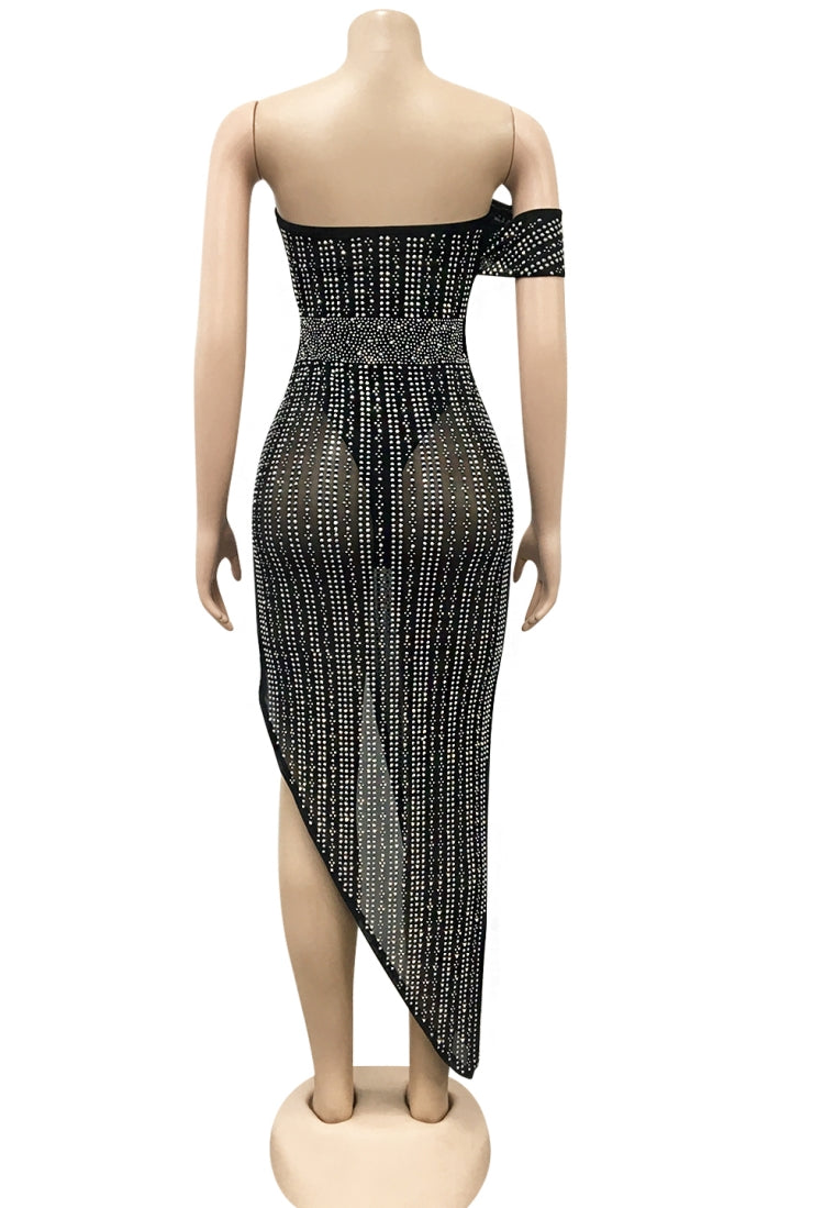 Summer Formal Beaded Strapless Irregular Long Party Dress 6