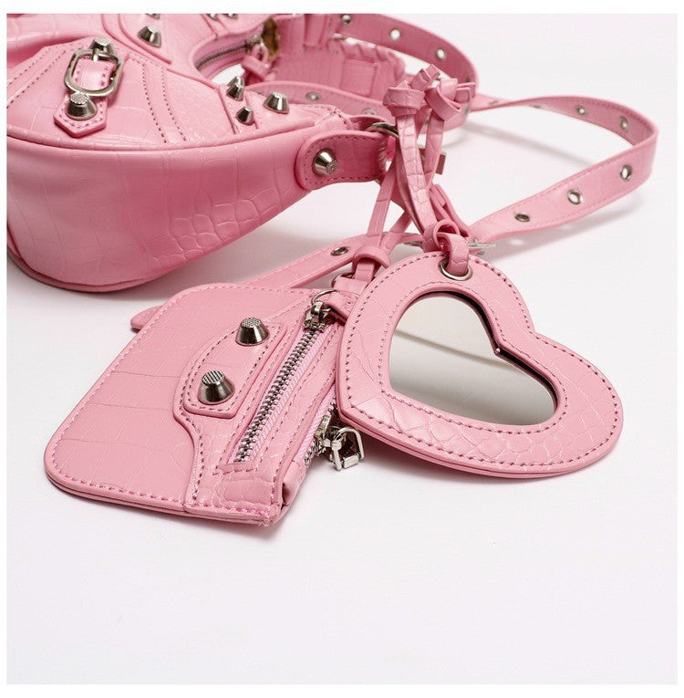 Underarm Bag Rivet Tassel Three-in-one Pleated Bag Shoulder Messenger Bag 14