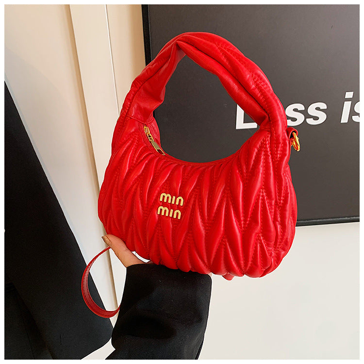 Women pleated cloud bag crossbody handbag single shoulder crescent bag 20