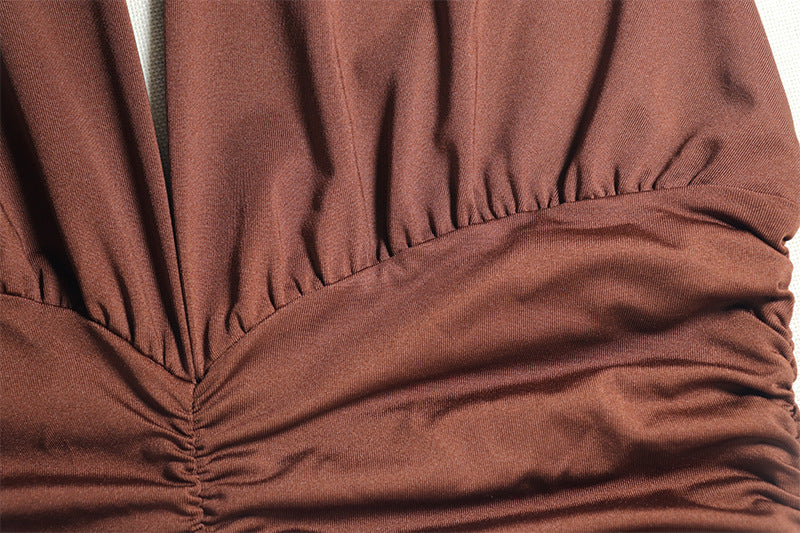 Women Sexy Sleeveless V-Neck Slit Solid Dress 8