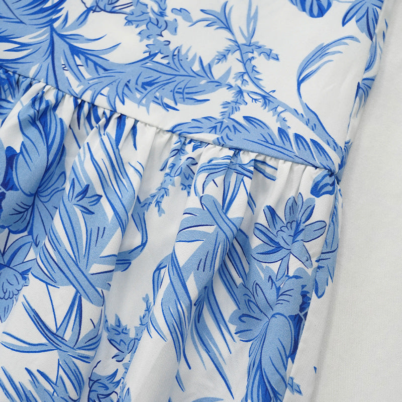 Women Printed Crop Top and Maxi Dress Two-Piece Set 10