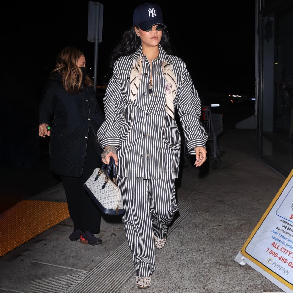 Button Stripe Long Sleeve Shirt & Wide Leg Pants Two-Piece Set 4