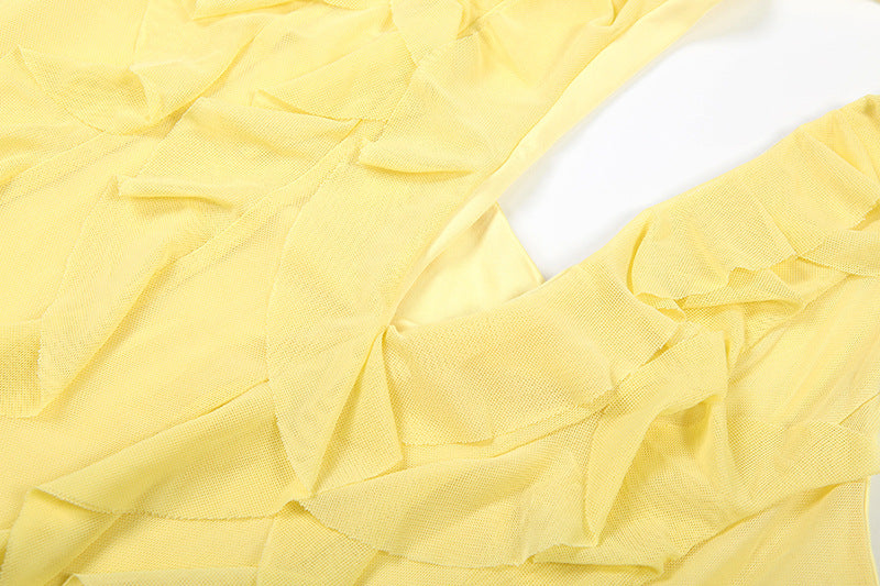 Summer Women's Fashion Sleeveless Low Back Ruffled Deep V-Neck Sexy Long Dress 11