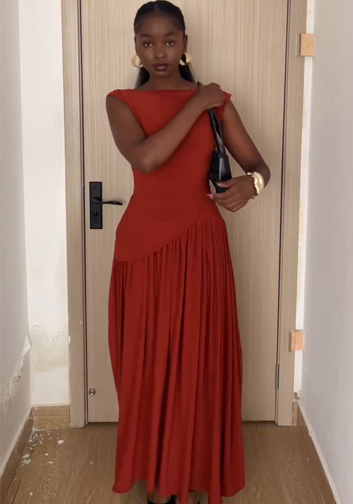 Spring Women's Fashion Casual Solid Color Pleated Skirt Set