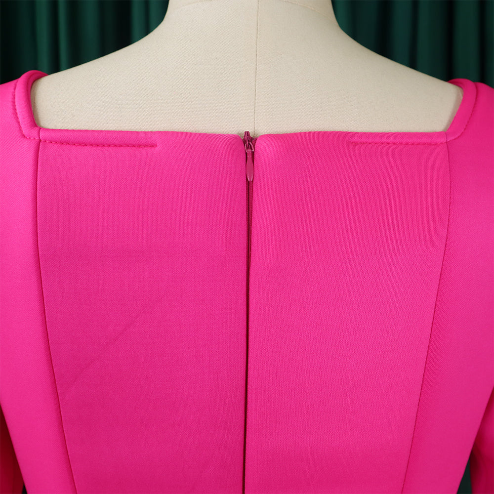 Winter Chic Elegant Fur Decorated Long Sleeve A-Line African Party Dress 19