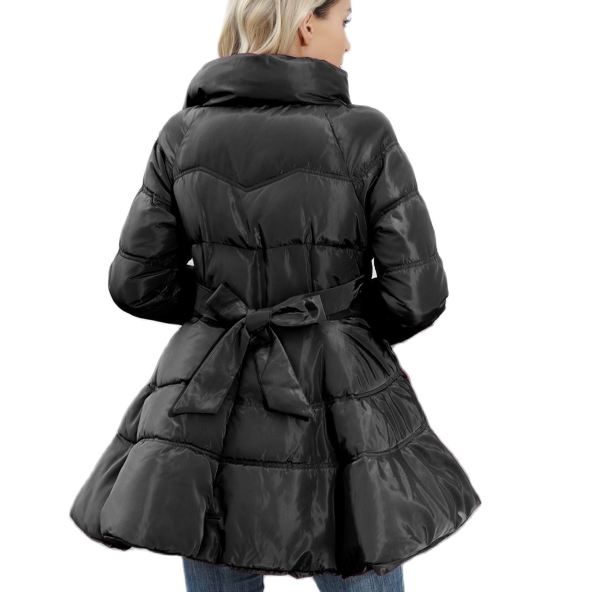 Winter Padded Coat Slim Stand Collar Women's Maxi Slim Waist Down Jacket 8
