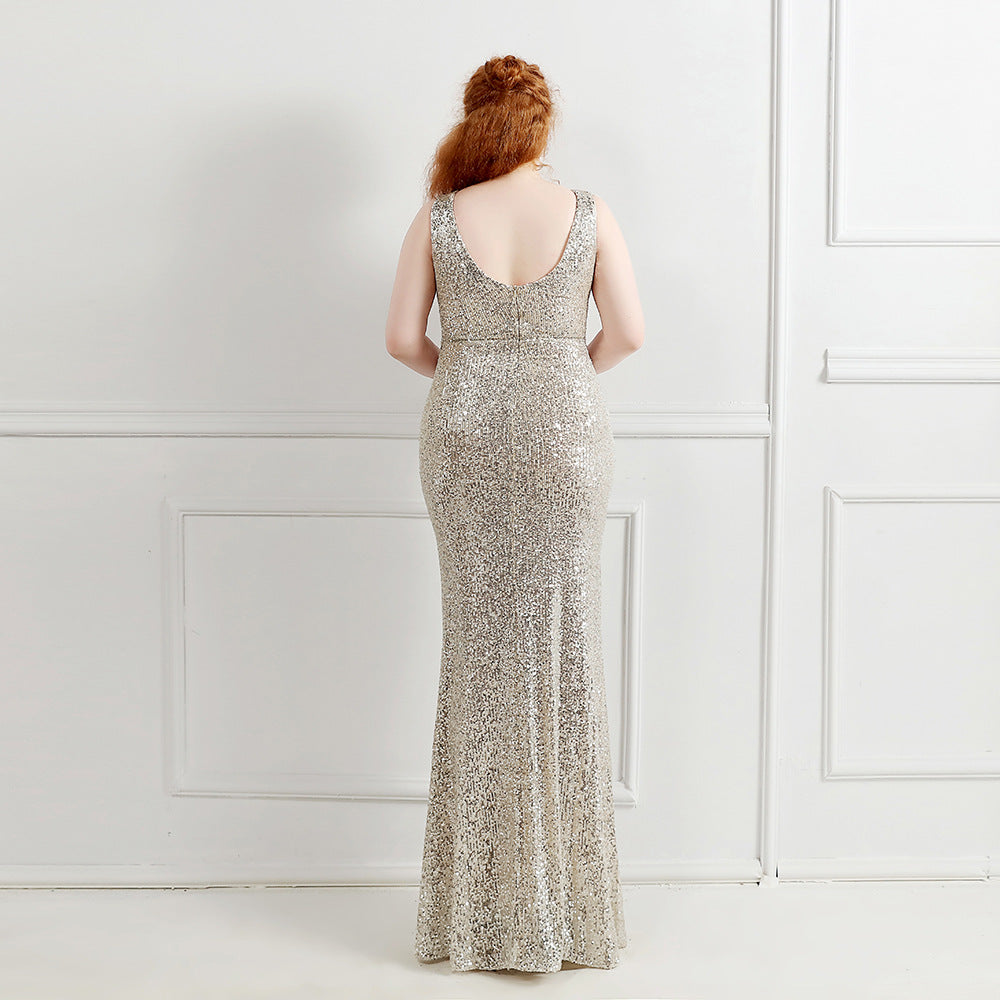 Plus Size Women Sequins Sleeveless Formal Party Evening Dress 6