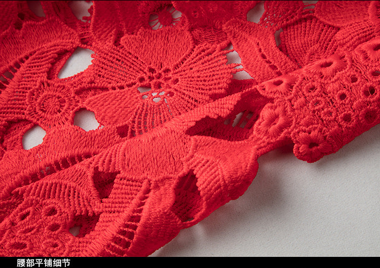 Plus Size Women Loose Hollow Lace Dress 7